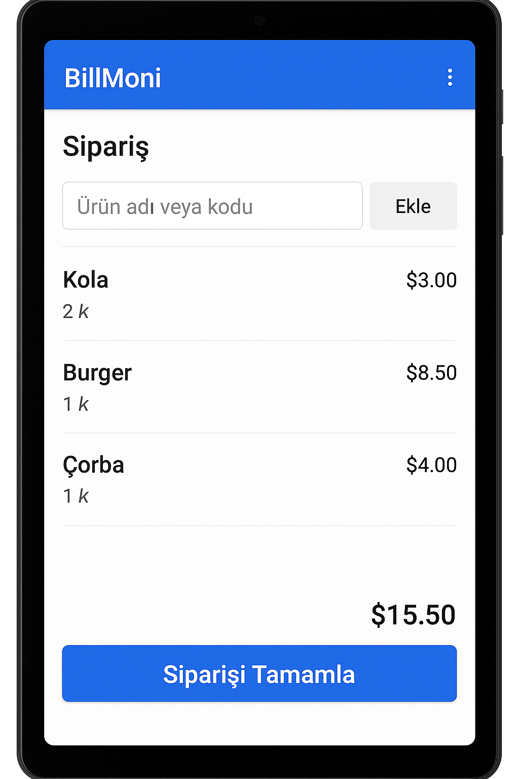 Mobil sipariş terminali